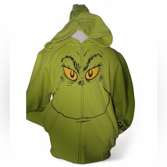 The Grinch Green Hoodie Zip Up Jacket Kids Size M(8) L (10/12) NWOT - Picture 1 of 15